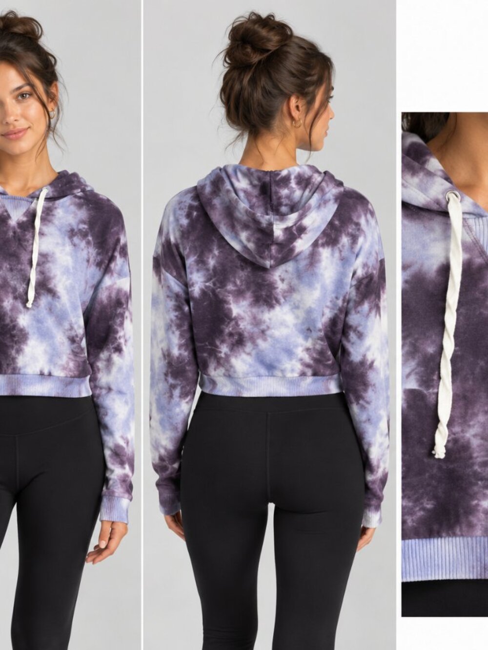 Bluenotes size small blue/Purple tie dye cropped hoodie